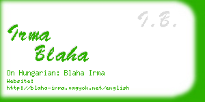 irma blaha business card